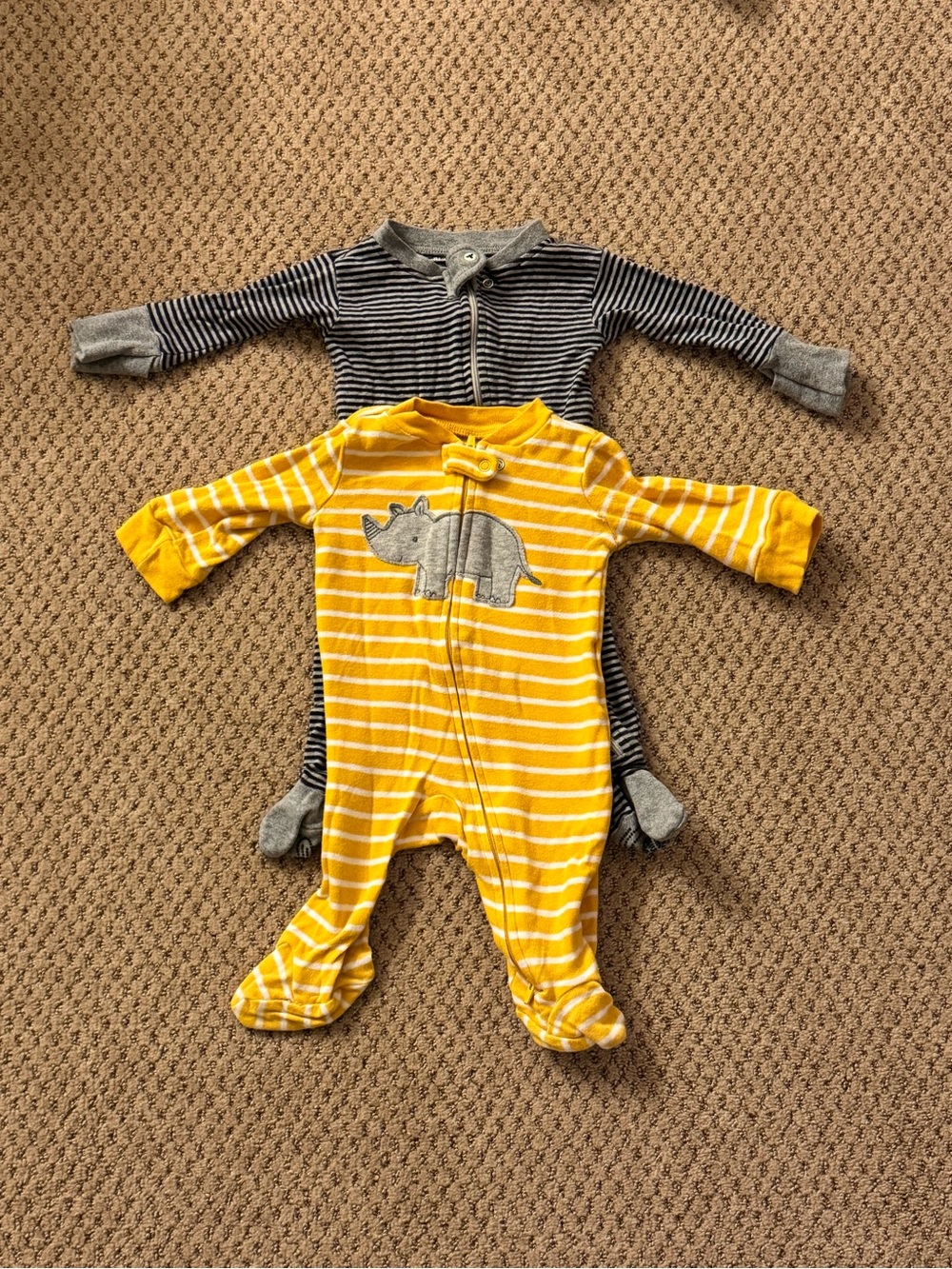 Yellow Striped Rhino Footie One-Piece (Kids)